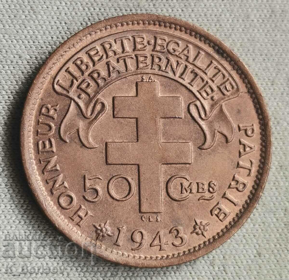French Equatorial Africa 50 centimes 1943
