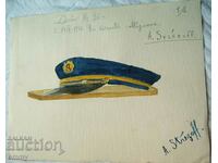 Σχέδιο, ακουαρέλα - "Καπέλα", 1940 - υπογραφή A. Strezov