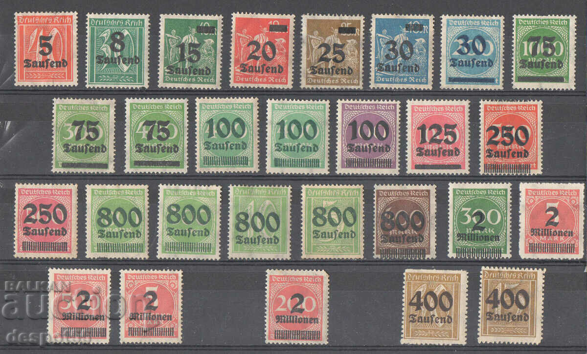 1923. Germany Reich. Various topics - ex. with new values.