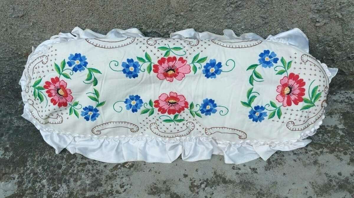 OLD EMBROIDERED PILLOW EMBROIDERY EXCELLENT