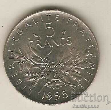 +France 5 francs 1995 bee