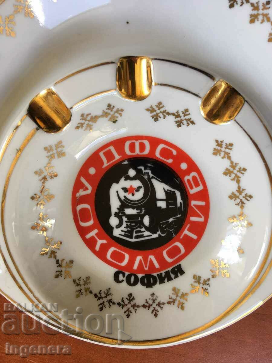 PORCELAIN ASHTRAY "LOCOMOTIVE-SOFIA" GOLD-PLATED BULGARIA with price 105.00 BGN | € 53.69 PORCELAIN ASHTRAY "LOCOMOTIVE-SOFIA" GOLD-PLATED BULGARIA with price 105.00 BGN | € 53.69