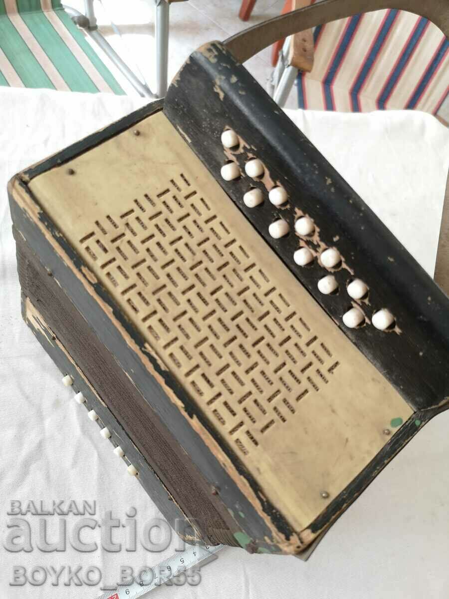 Delivery of Antique Kingdom of Bulgaria Children's Wooden Working Accordion Delivery of Antique Kingdom of Bulgaria Children's Wooden Working Accordion