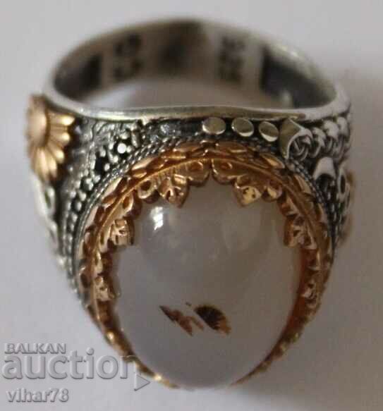 Auction  Silver Men's Ring with Gold Plating