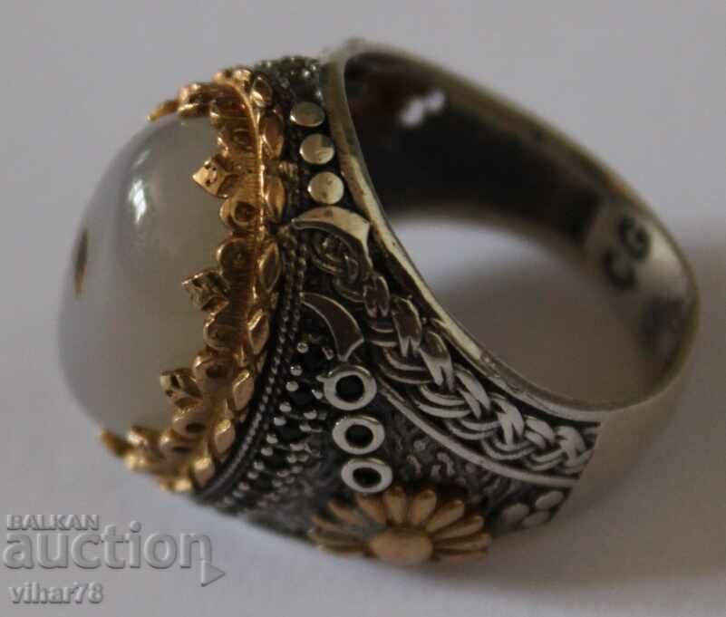 Сребърен Мъжки Пръстен с Позлата