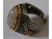 Silver Men's Ring with Gold Plating
