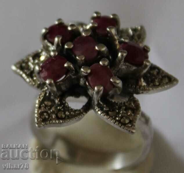 Delivery of Silver Ring with Natural Rubies and Marcasite Delivery of Silver Ring with Natural Rubies and Marcasite