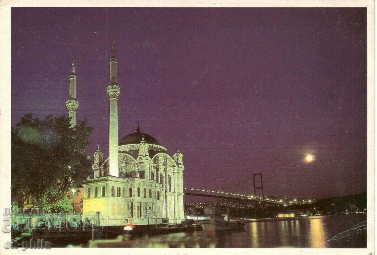 Old card - Istanbul, Ortakoy Mosque
