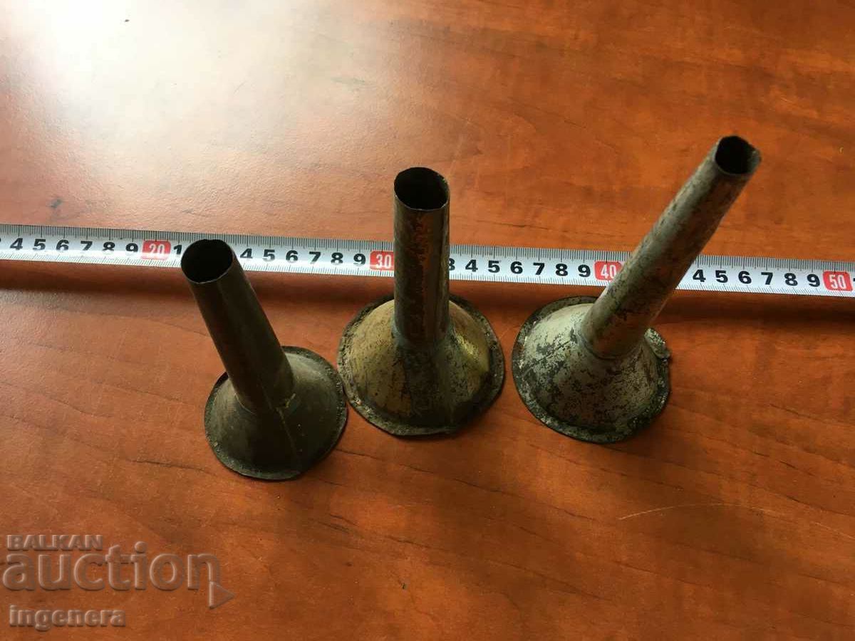 SAUSAGE FILLING FUNNEL METAL ANTIQUE - 3 PCS - 6 SAUSAGE FILLING FUNNEL METAL ANTIQUE - 3 PCS - 6