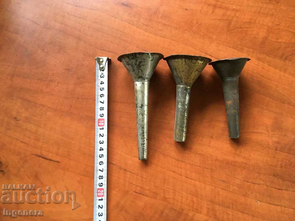 SAUSAGE FILLING FUNNEL METAL ANTIQUE - 3 PCS SAUSAGE FILLING FUNNEL METAL ANTIQUE - 3 PCS