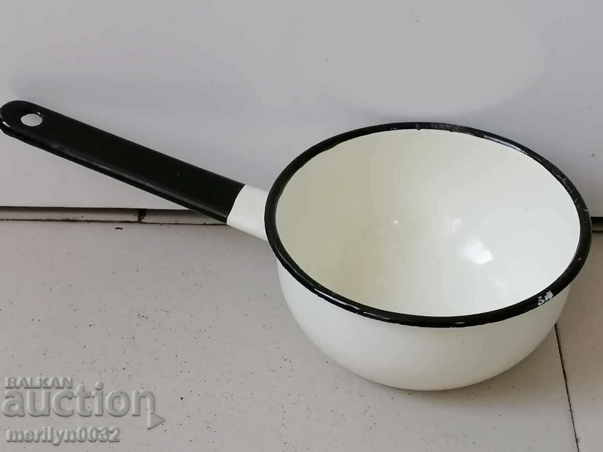 Old enameled dish, pan with USSR enamel with price 39.00 BGN | € 19.94 Old enameled dish, pan with USSR enamel with price 39.00 BGN | € 19.94