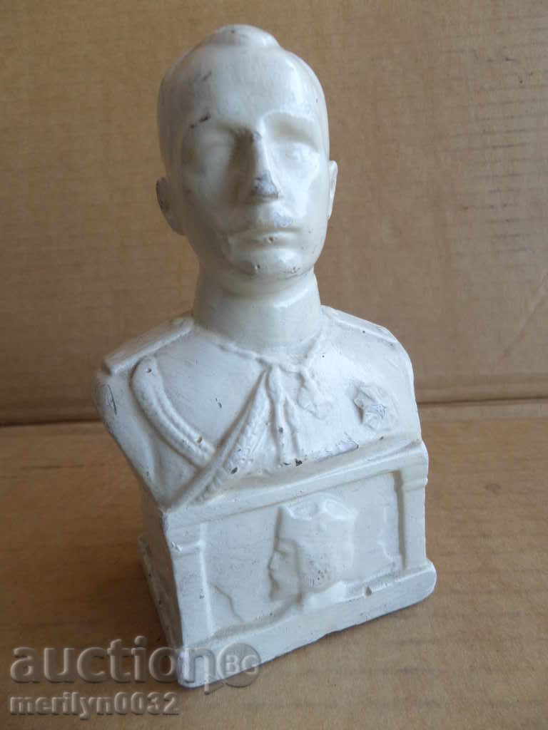 Bust of Tsar Boris III gypsum figure plastic statuette 30th year