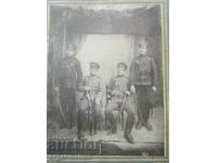 Голяма Стара Снимка Картон в Рамка Военни Офицери Сабя 1915