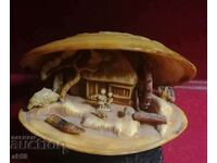 Japanese diorama - celluloid and carved seashell.