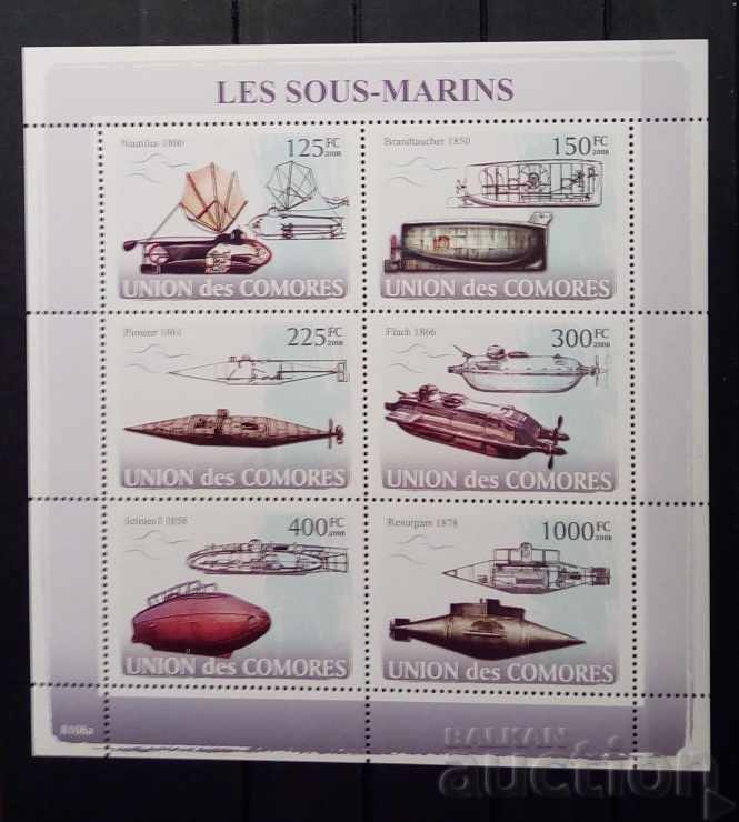 Comoros 2008 Transport / Submarines Block MNH