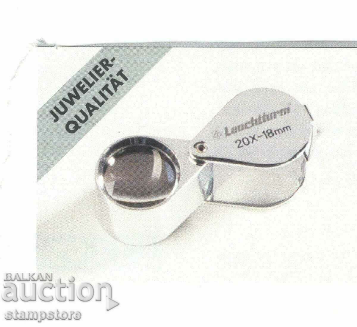 Chrome-plated precision magnifier with 20x magnification