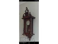 OLD MECHANICAL WALL CLOCK WOOD CARVING