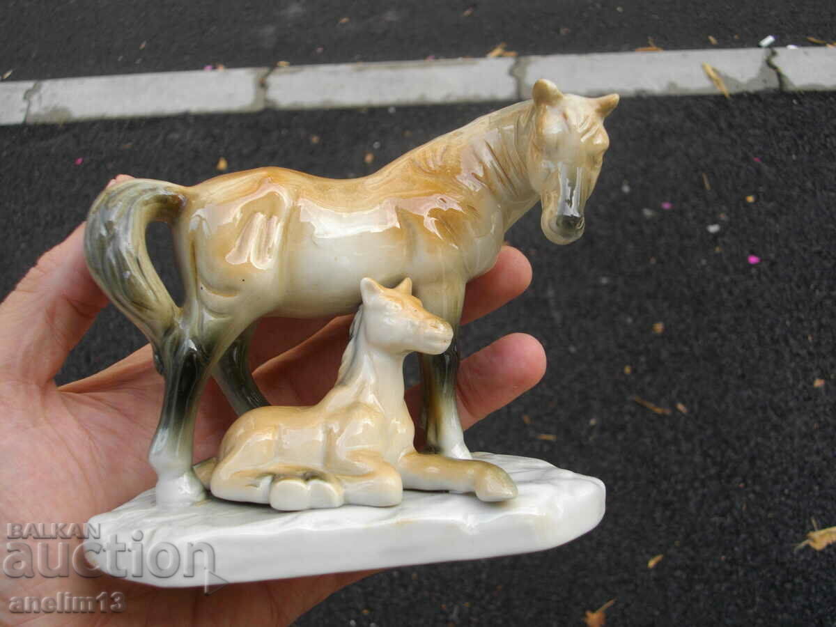 Auction OLD PORCELAIN HORSE WITH HORSE Auction OLD PORCELAIN HORSE WITH HORSE