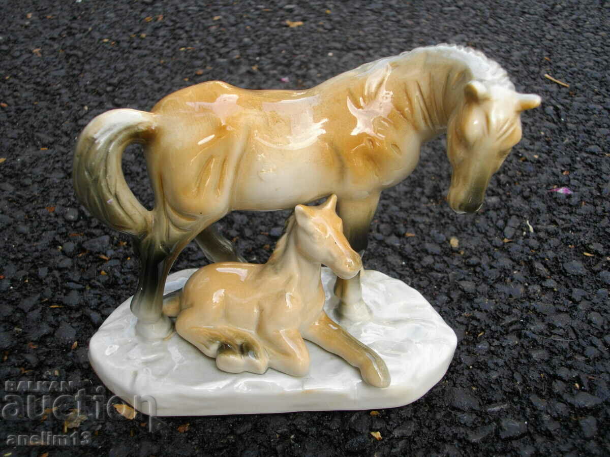 OLD PORCELAIN HORSE WITH HORSE