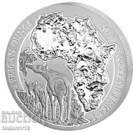 Silver 1 oz Okapi Rwanda 2021