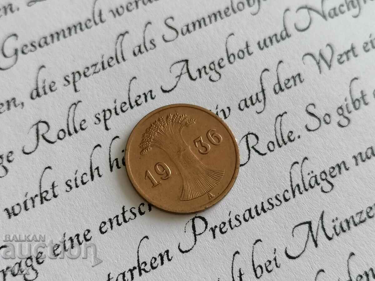 Reich Coin - Germany - 1 Pfennig | 1936; Series A with price 4.35 BGN | € 2.22 Reich Coin - Germany - 1 Pfennig | 1936; Series A with price 4.35 BGN | € 2.22