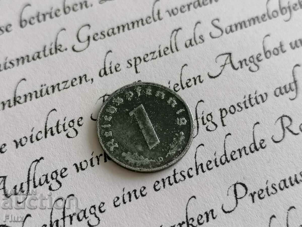 Монета - Трети райх - Германия - 1 пфениг | 1944г.; серия D