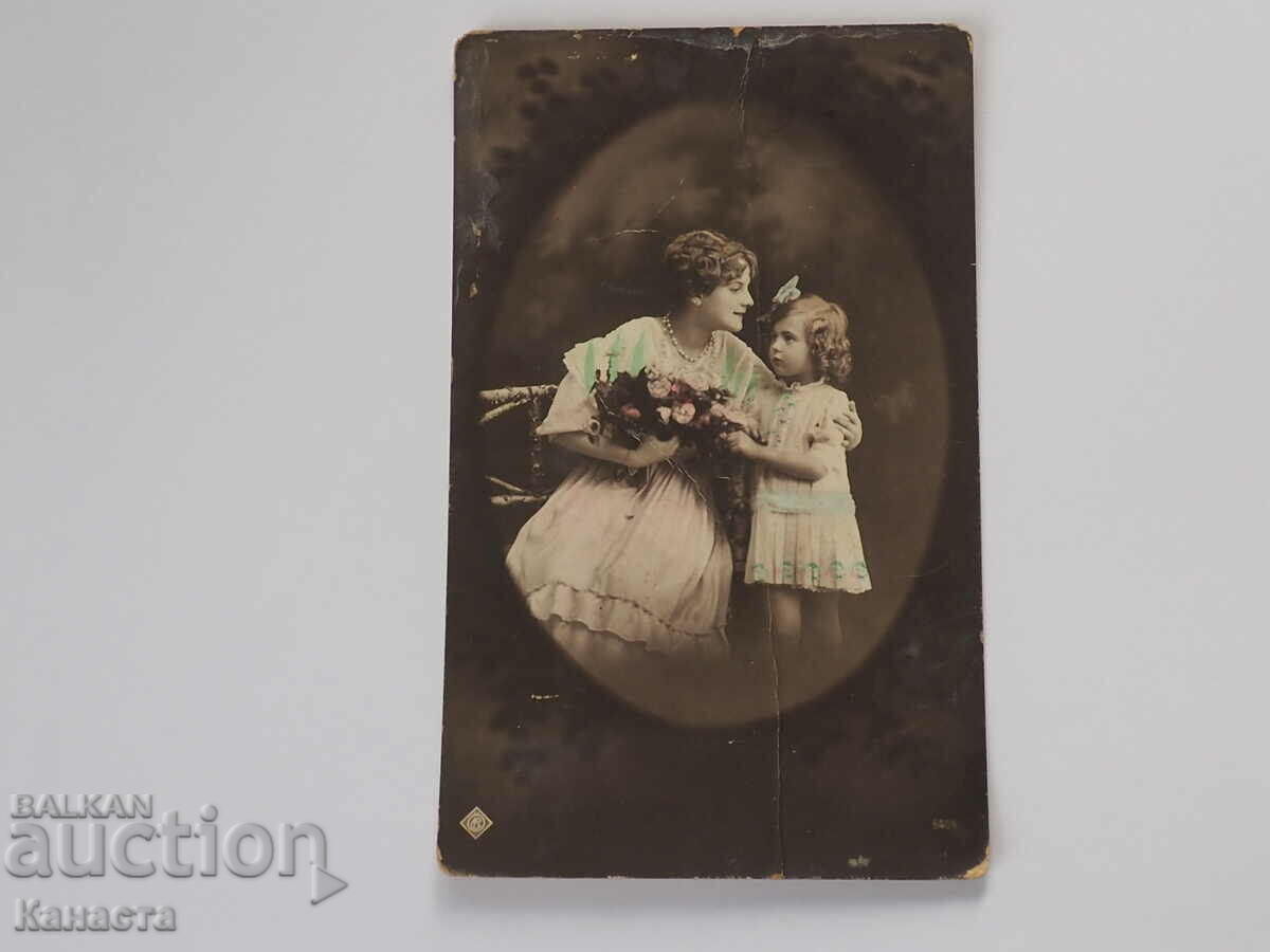 Παλιά καρτ ποστάλ μητέρα και παιδί από το μέτωπο της λογοκρισίας 1917 K 364