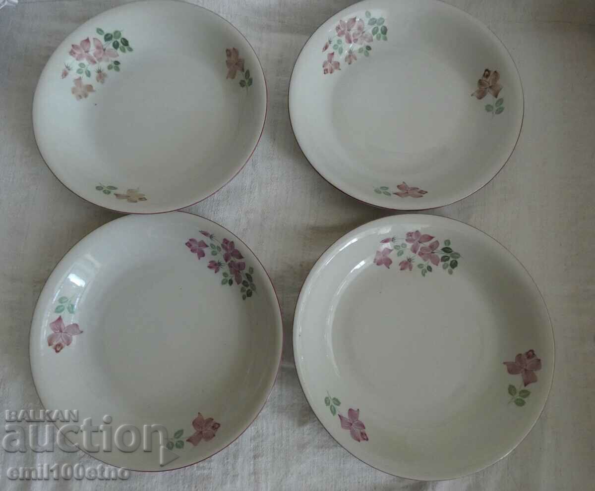 Auction Deep soup plates 4 pieces - old Bulgarian porcelain SIP Auction Deep soup plates 4 pieces - old Bulgarian porcelain SIP