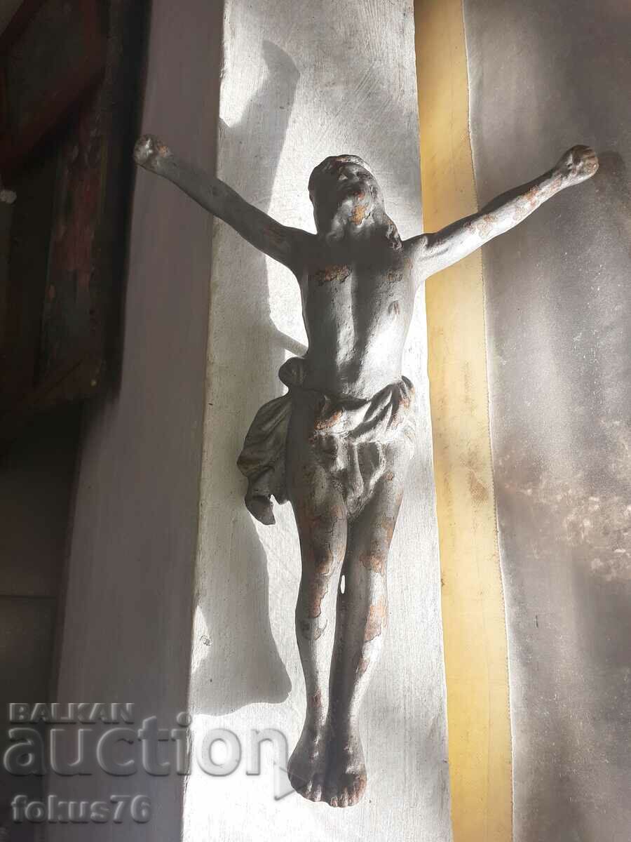 Livrarea Crucifix mare vechi din fontă Isus Hristos cruce religie Livrarea Crucifix mare vechi din fontă Isus Hristos cruce religie