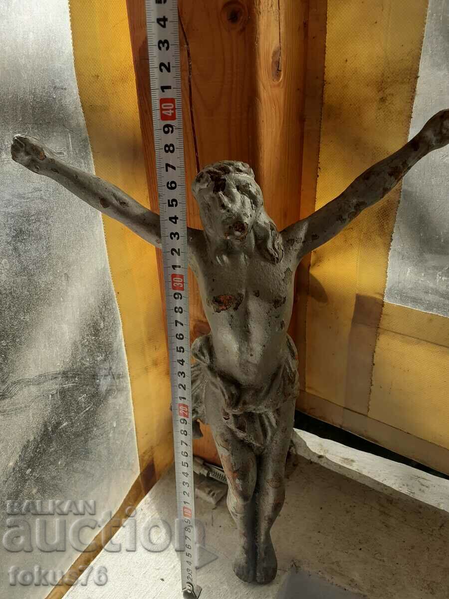 Crucifix mare vechi din fontă Isus Hristos cruce religie - 6 Crucifix mare vechi din fontă Isus Hristos cruce religie - 6