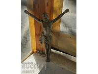 Old large cast iron crucifix Jesus Christ cross religion