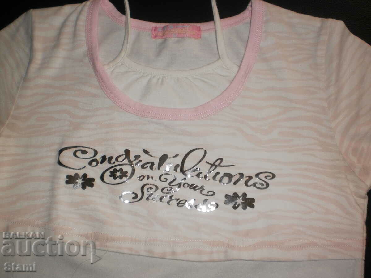 Auction Tunic with a belt in white and pink for a 10-year-old girl Auction Tunic with a belt in white and pink for a 10-year-old girl