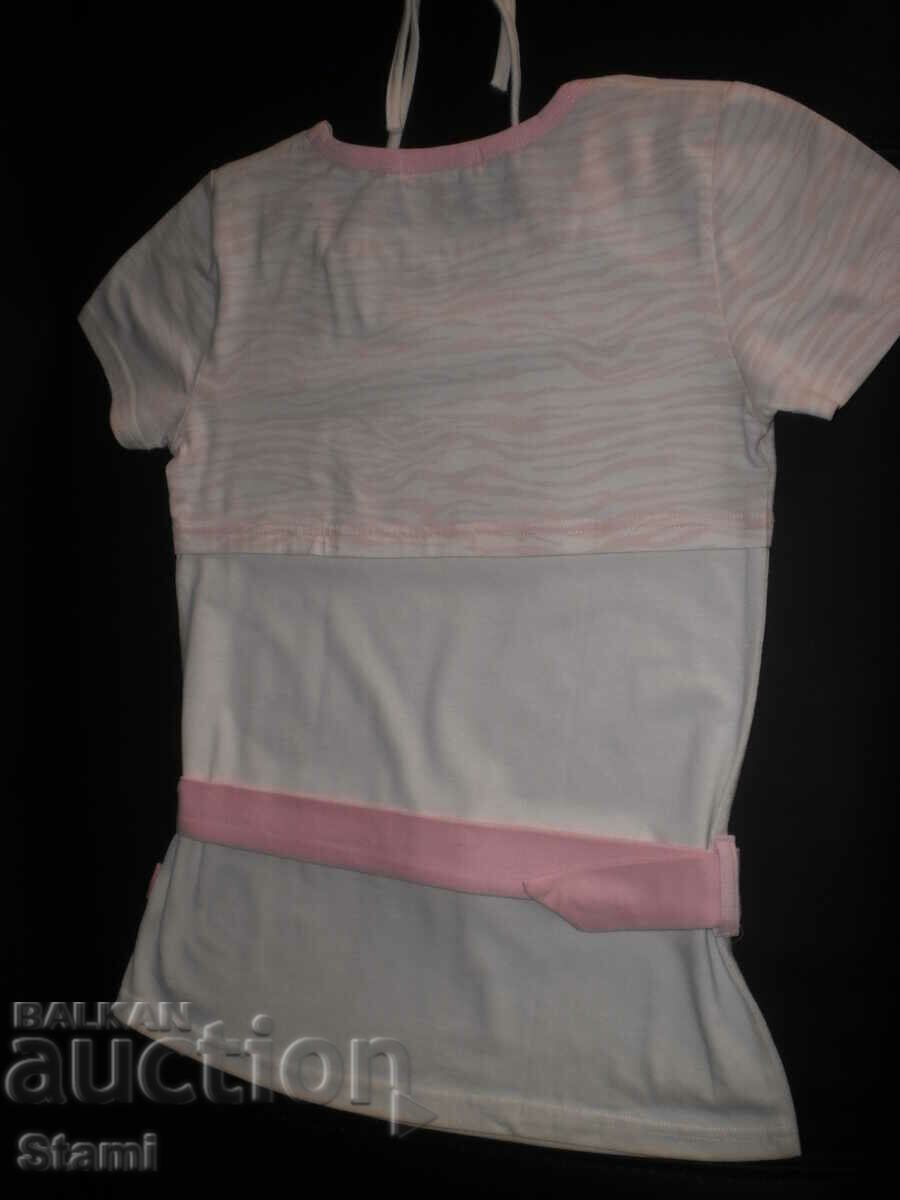 Tunic with a belt in white and pink for a 10-year-old girl - 6 Tunic with a belt in white and pink for a 10-year-old girl - 6