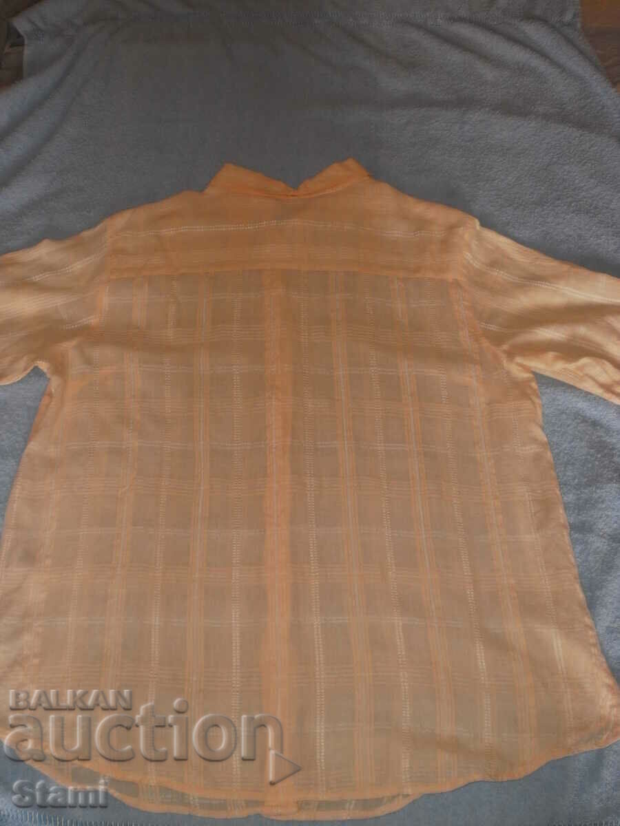 Bluza dama fina opal maneca scurta, culoare portocalie, marimea 48 - 5