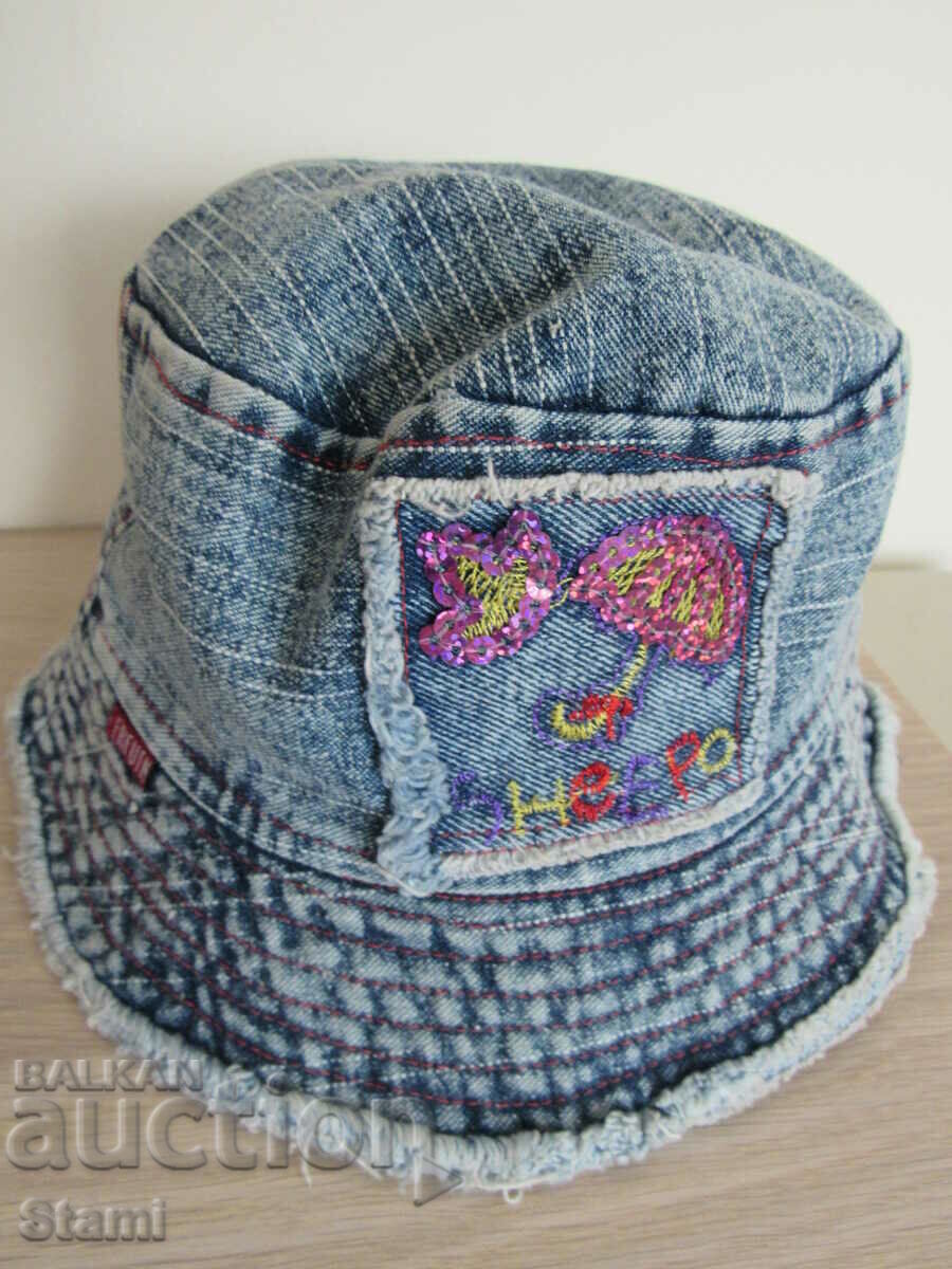 Denim hat with brim for girls, new