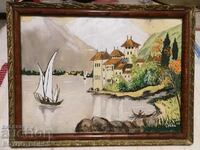Antique Painting Landscape Watercolor from Royal Times