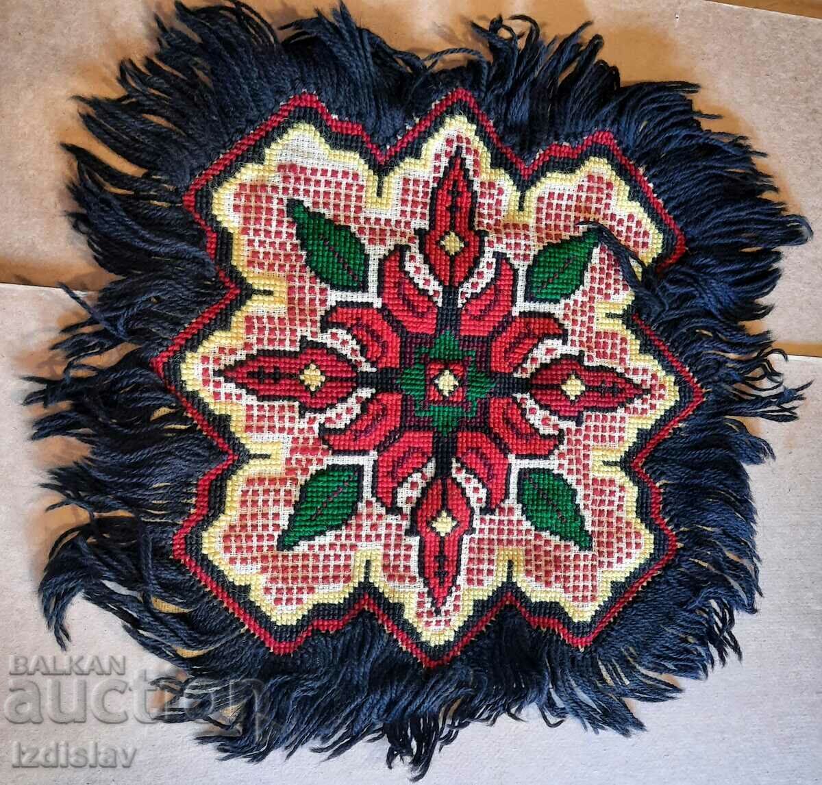 Ethnographic embroidered chair cushion. Ethnographic embroidered chair cushion.