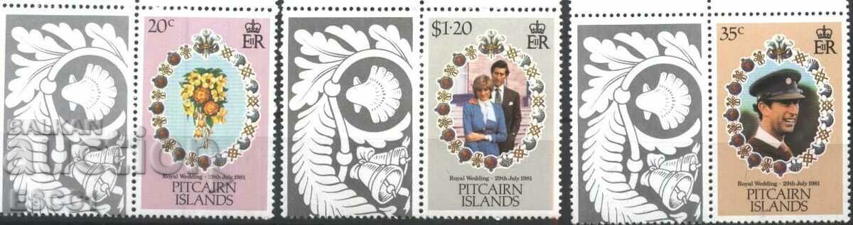 Καθαρά γραμματόσημα Ο γάμος του πρίγκιπα Καρόλου και της Νταϊάνας 1981 από το Πίτκερν