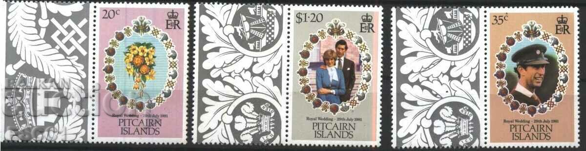 Καθαρά γραμματόσημα Ο γάμος του πρίγκιπα Καρόλου και της Νταϊάνας 1981 από το Πίτκερν