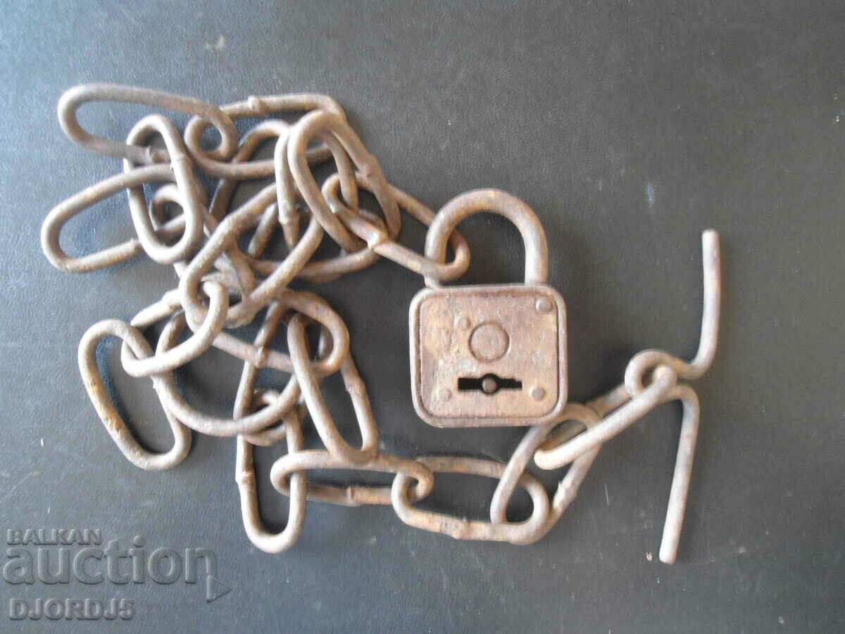 An old padlock with a chain