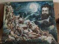 Pictură veche mare - ulei, pânză - Hr. Botev și echipa lui
