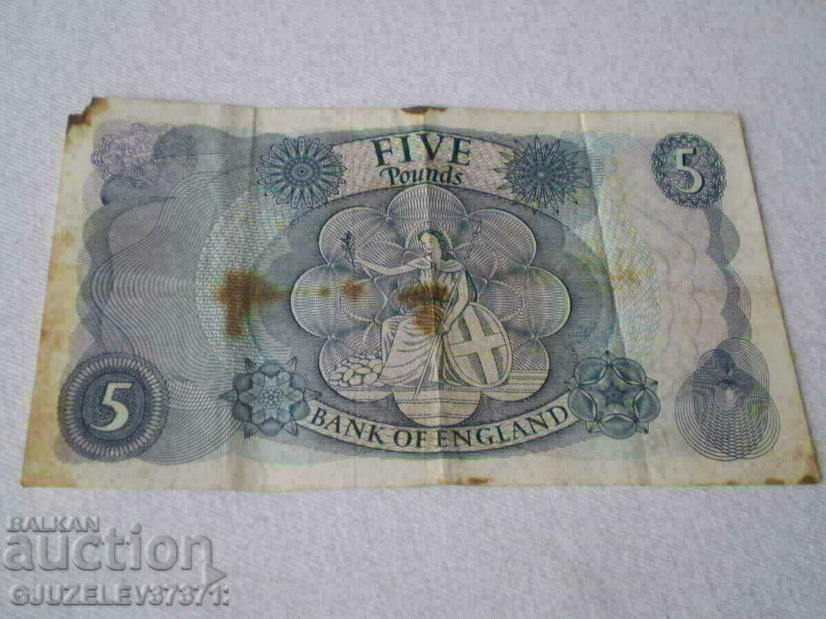 Auction 5 pounds 1966 Bank of ENGLAND Auction 5 pounds 1966 Bank of ENGLAND