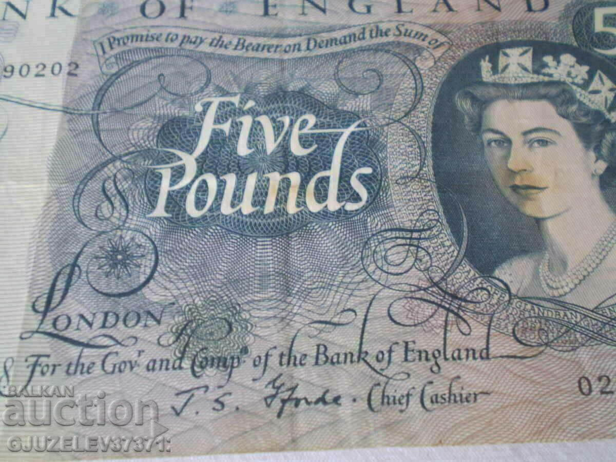 Auction 5 pounds 1966 Bank of ENGLAND Auction 5 pounds 1966 Bank of ENGLAND