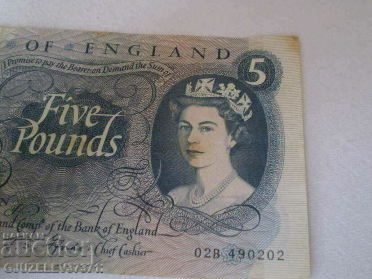 5 pounds 1966 Bank of ENGLAND - 5 5 pounds 1966 Bank of ENGLAND - 5