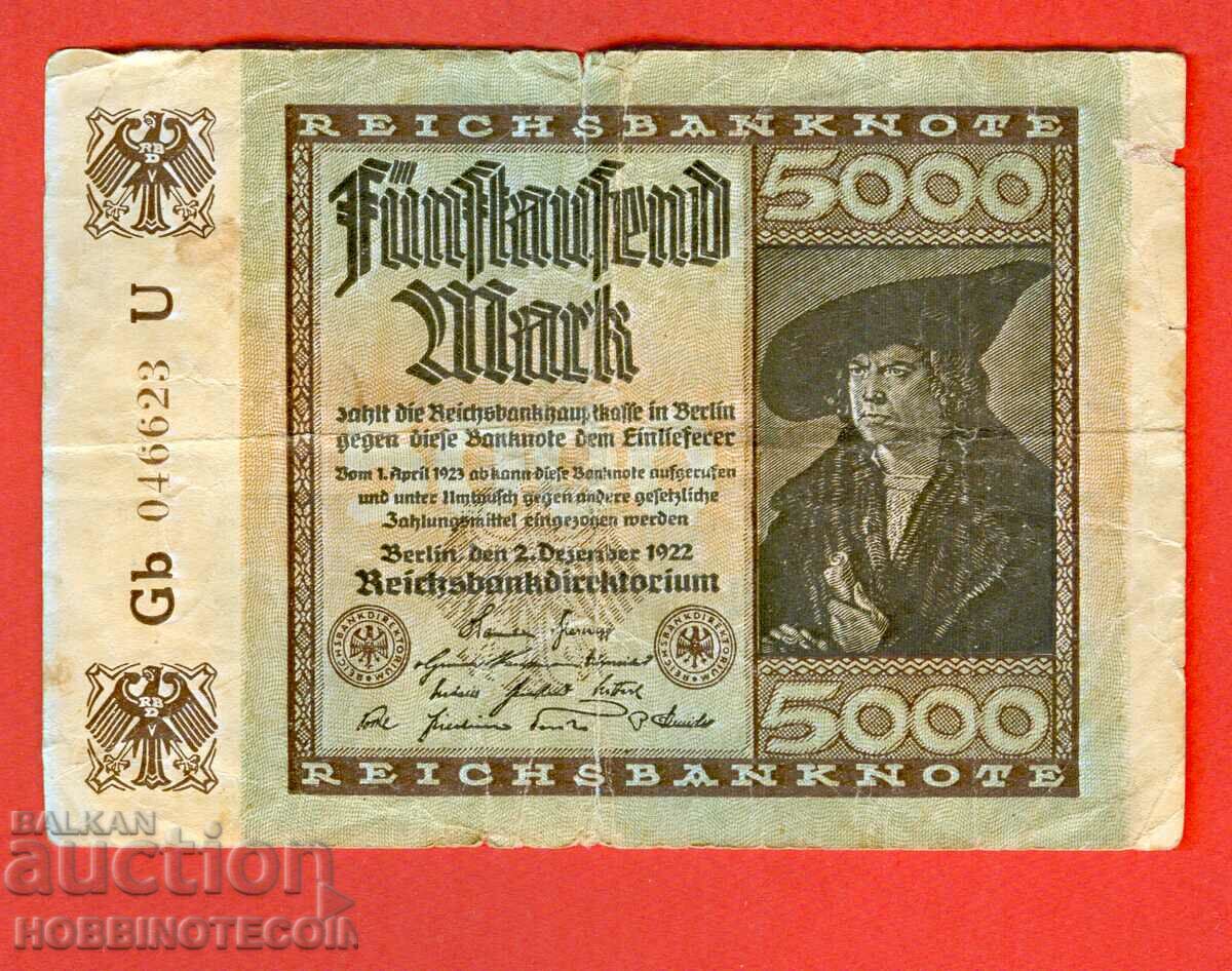 ГЕРМАНИЯ GERMANY 5000 - 5 000 Марки - емисия - issue 1922