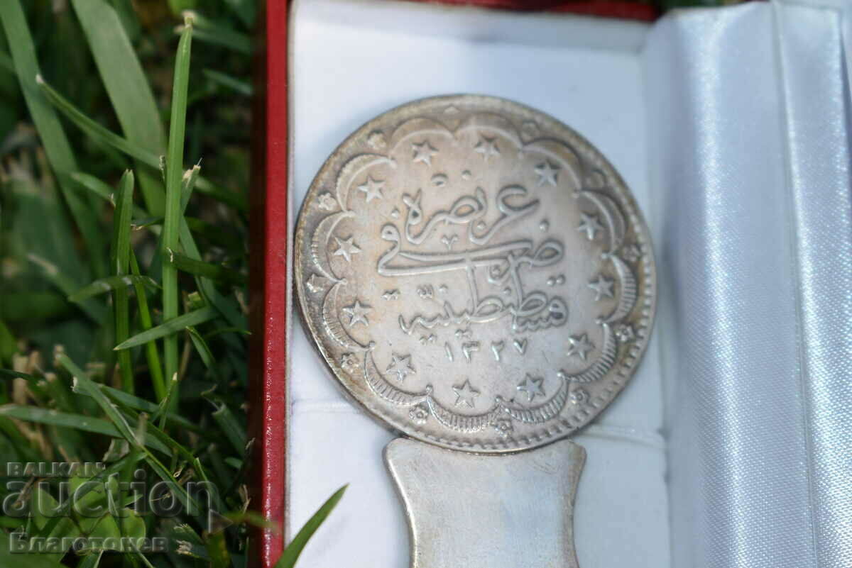Silver knife, Turkish silver coin. - 5 Silver knife, Turkish silver coin. - 5