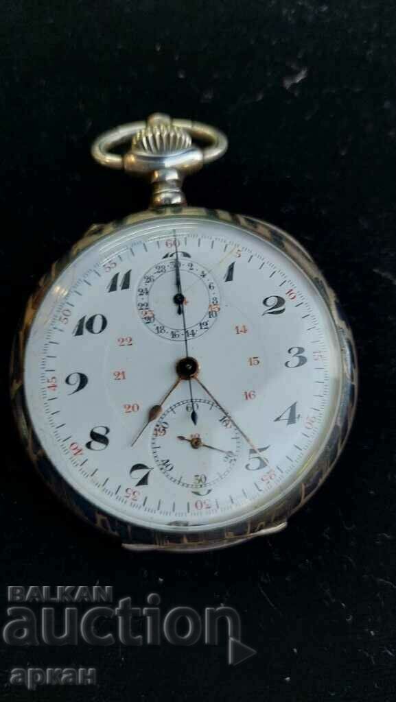 ceas de buzunar - cronograf argintiu