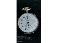 ceas de buzunar - cronograf argintiu