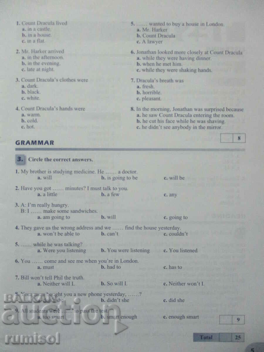 Auction Test tasks in English - 6th grade Auction Test tasks in English - 6th grade