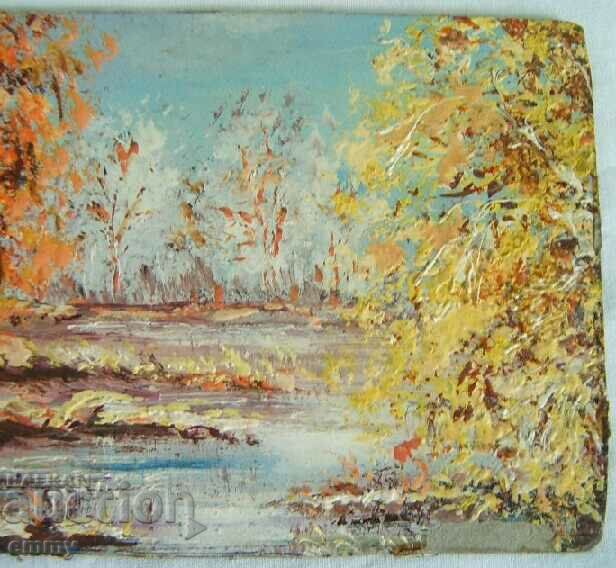 Small two-sided painting Landscape - oil on cardboard - 5 Small two-sided painting Landscape - oil on cardboard - 5